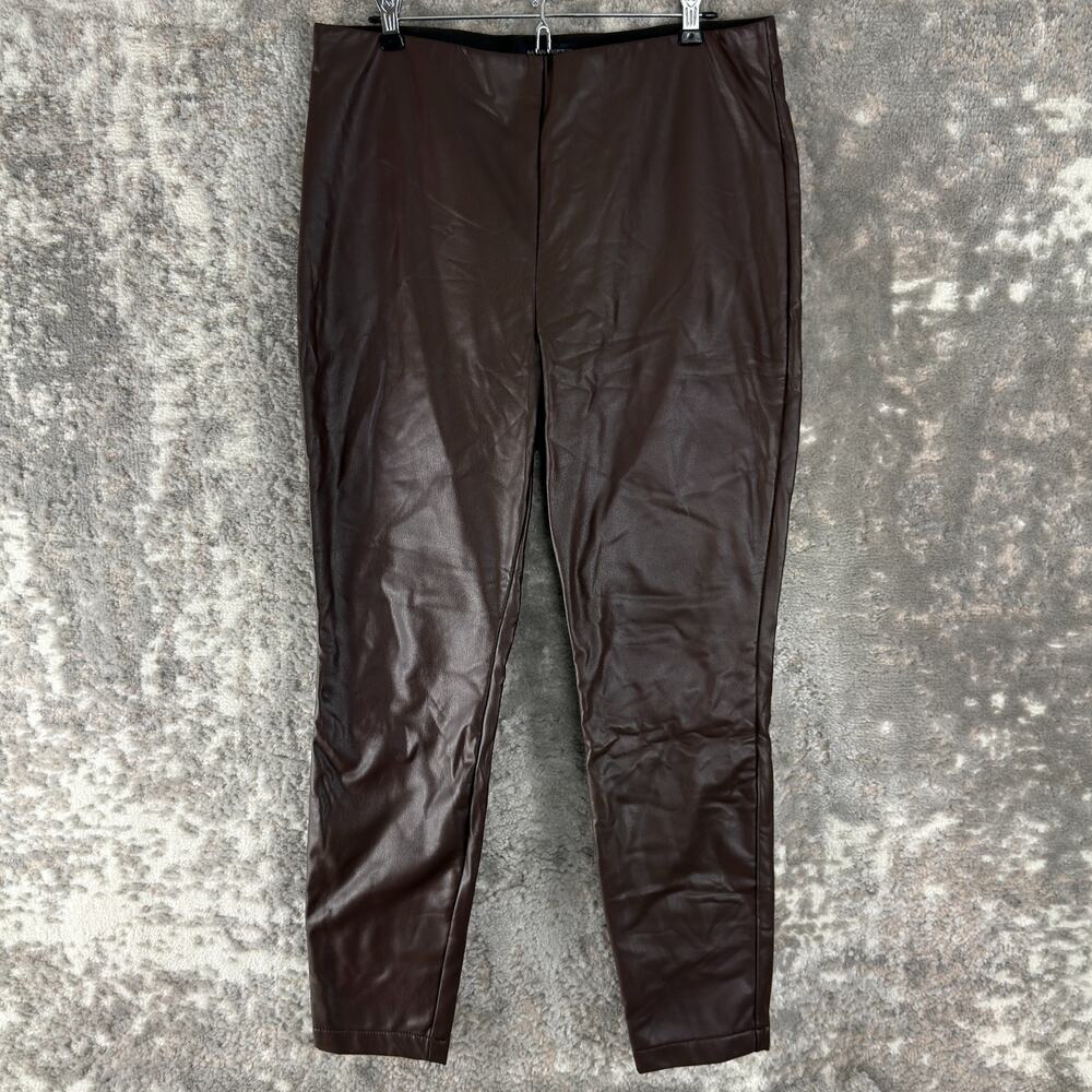 Banana Republic Size L Faux Leather Minimalist Leggings Brown Pull On